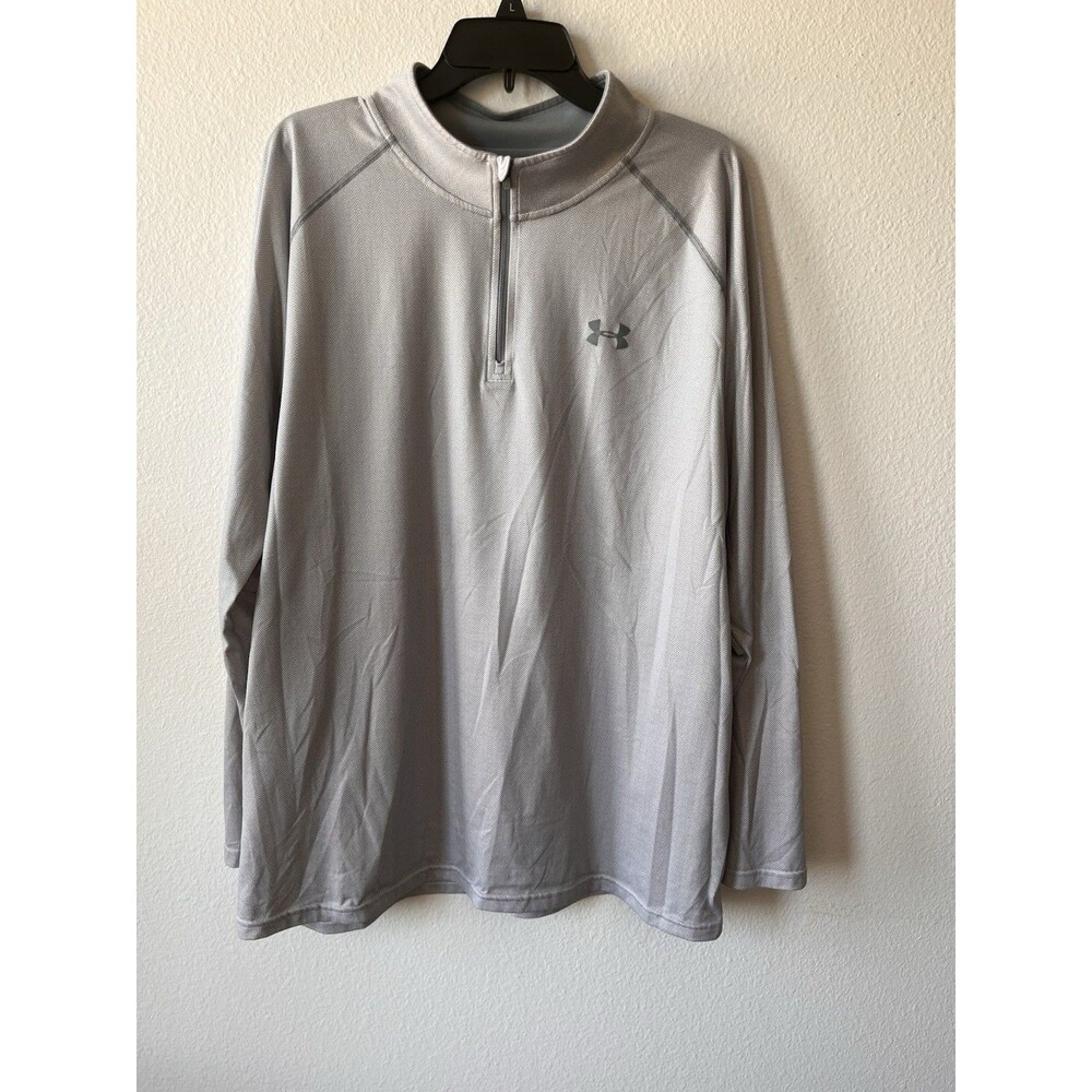 Under Armour Men's Heat Gear 1/4 Zip Pullover XL, Light Gray XXL